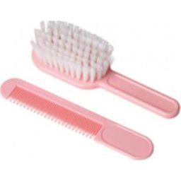 Pinceau doux rose + peigne Baby