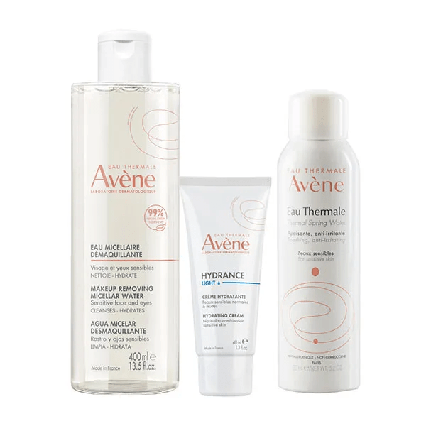 Routine Hydrance Soin Peaux Sensibles, Crème hydratante, Eau Micellaire, Spray Eau Thermale