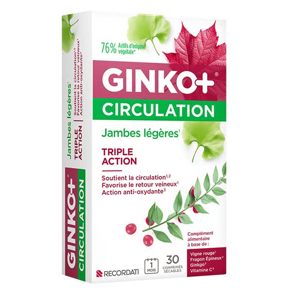 Ginko + Circulation Jambes Légères 30 comprimés