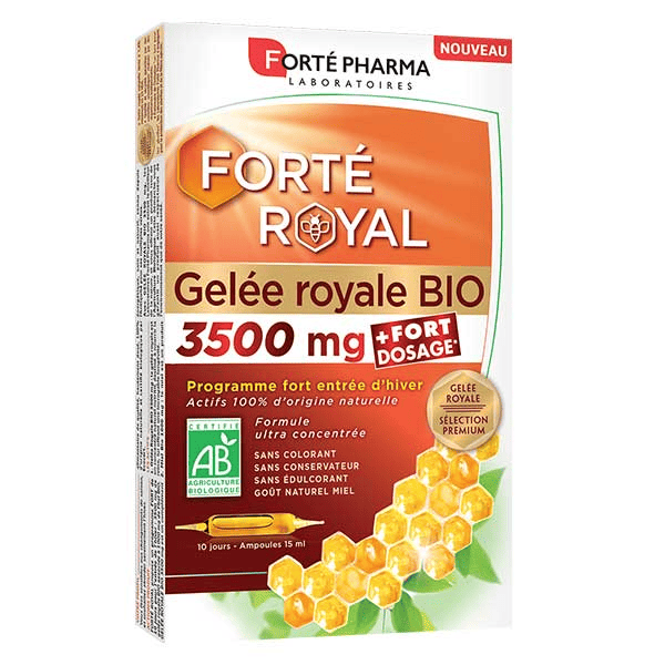 Forté Royal Gelée Royale 3500mg Bio Miel Bio 10 ampoules