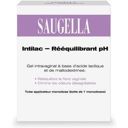 Intilac - Gel vaginal - Rééquilibrant pH, Rééquilibre Immédiat de la Flore Vaginale et Soutien des Lactobacilles, élimine les mauvaises odeurs Boite de 7 tubes Applicateurs - Monodoses