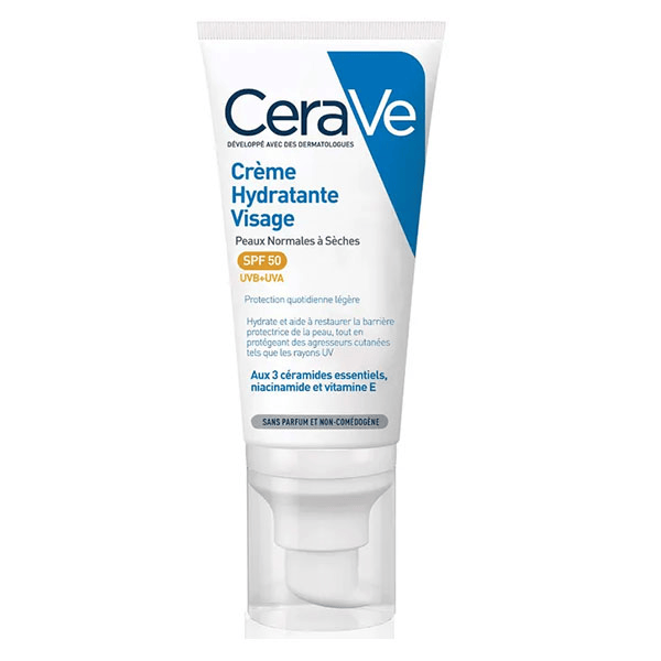 Crème Hydratante Visage SPF 50 pour Peaux Normales à Sèches 52 ml