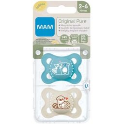 Original Pure Sucette Silicone 2-6M Bleu 2uts