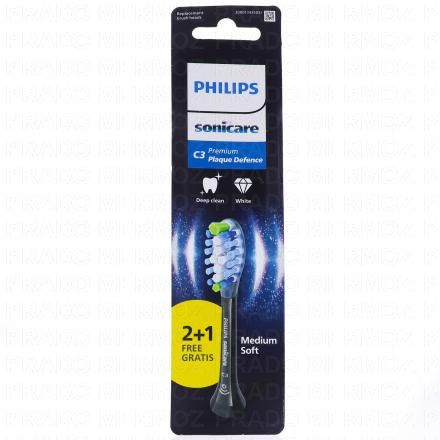 Sonicare - Tête de brosse C3 Premium Plaque Defence 2+1 offert noir