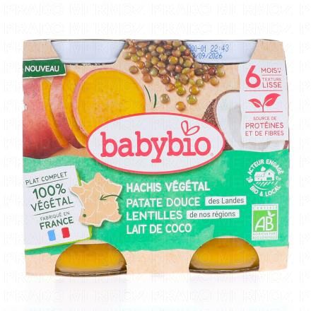 Végétal - Hachis Végétal Patate Douce Lentilles Lait de Coco +6 Mois Bio Pots 2x200 g