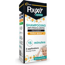 - Shampooing parfum abricot - Traitement anti-poux et lentes - 100% Efficace - Agit en 2 applications de 15 minutes - Traitement du cuir chevelu - Flacon de 100 ml