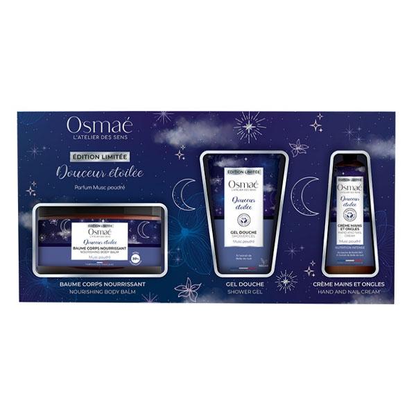 Osmae coffret douceur étoilée (baume corps, crème mains, gel douche 100ml)