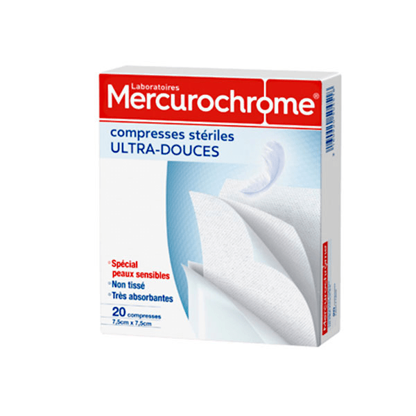 Compresses Stériles Ultra Douces 7,5cm x 7,5cm 20 compresses