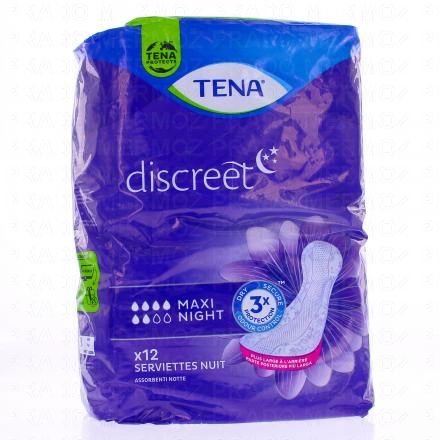 Discreet - Serviettes hygiéniques nuit maxi x12 serviettes