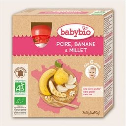 Mes Fruits Gourde Poire Banane Millet Bio 6 mois 4 x 90 g