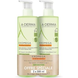 A.derma Exomega Control Gel lavant émollient 2 en 1 Anti-grattage Corps & cheveux
