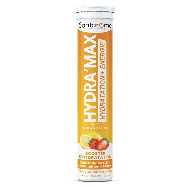 Santarome - Hydra'max - Solution d'hydration - Citron Fraise - 20 comprimés