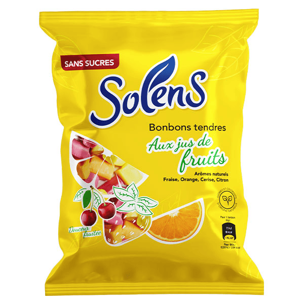 Bonbons sans Sucres Tendres aux Jus de Fruits 100g