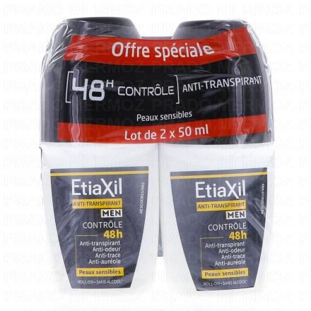 déodorant men anti-transpirant controle 48h roll-on lot de 2 x 50ml