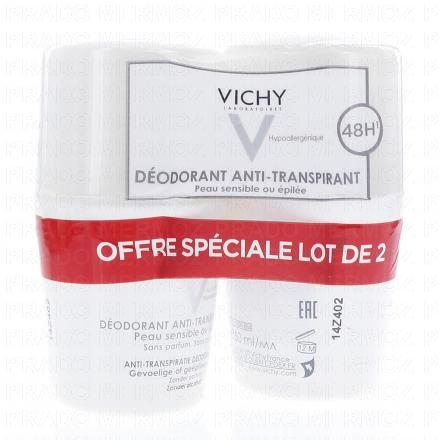 Déodorant anti-transpirant 48h peau sensible ou épilée lot de 2 roll'ons x 50ml