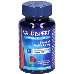 - Endormissement - Gommes Sommeil Rapide 1,9 mg - Complément Alimentaire À La Mélatonine 1,9mg & extrait Mélisse - Libération En 5 Min - Goût Fruits Rouges - Ingrédients Vegan - 60 G