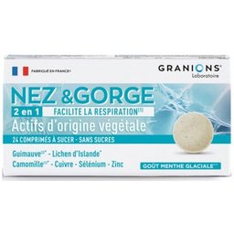 Nez & Gorge 2 en 1 Goût Menthe Glaciale 24 Comprimés À Sucer