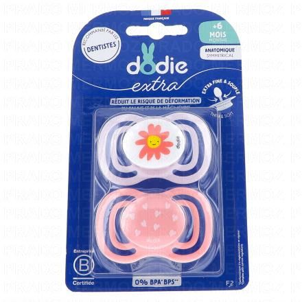 Extra - Sucette Anatomique Nature rose duo +6 mois