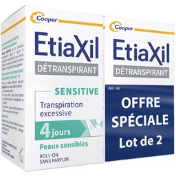 - Déodorant Détranspirant - Traitement Transpiration Excessive - Aisselles - Sensitive - Peaux Sensibles - 15 ml Lot de 2