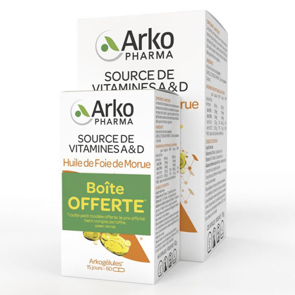 Arkogélules Huile de Foie de Morue 220 capsules + 60 capsules Offertes