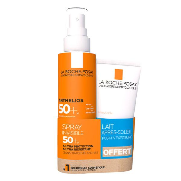 Anthelios Spray Solaire Invisible Corps SPF50+ avec parfum 200mL + Lait après-soleil Post-UV Exposure75mL offert