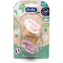 Gaia Pack Sucettes Rondes Caoutchouc 0-6m Rose 2 Unités