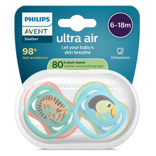 Sucette Ultra Air jour 6-18M Mix Imprimé Fun x2, sans BPA
