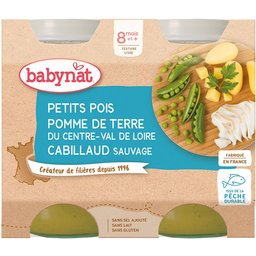 Petits Pois Pomme DE Terre DU Centre-Val DE Loire Cabillaud Sauvage dès 8 mois