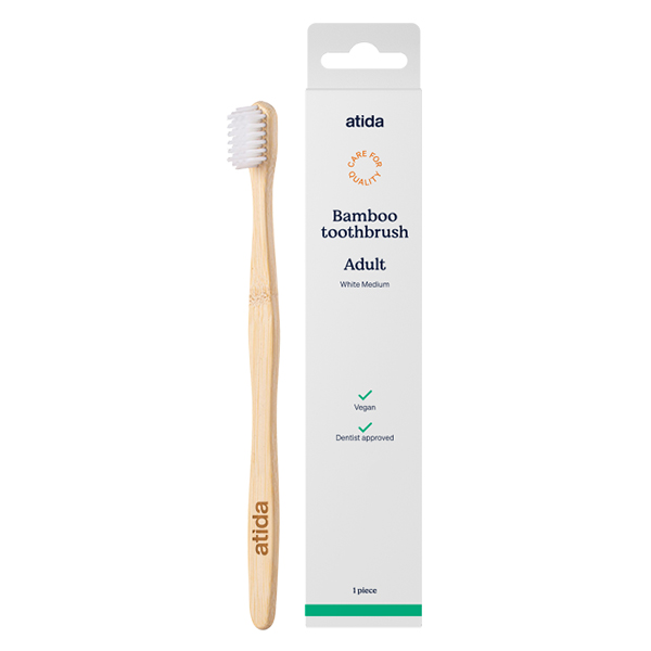 Bucco-Dentaire Brosse à Dent Bambou Adulte Medium Blanc