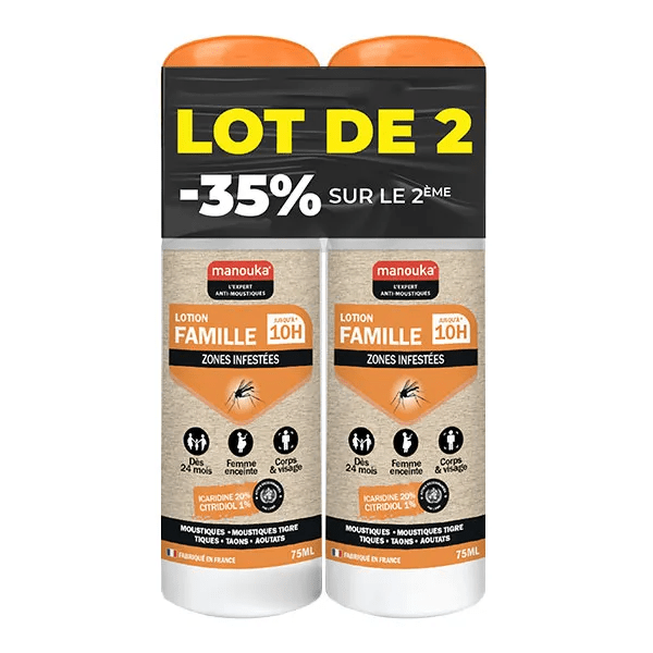lotion famille spray répulsif corps et visage 2x75ml