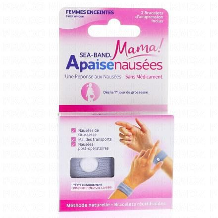 SEA-BAND Mama Apaise nausée 2 bracelets gris