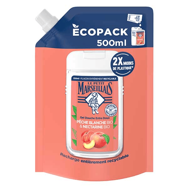 Recharge Gel Douche Pêche Blanche & Nectarine Bio 500ml