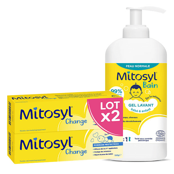 Mitosyl 2 Pommades Change Protectrice 100 g + 1 flacon Gel Lavant 490ml