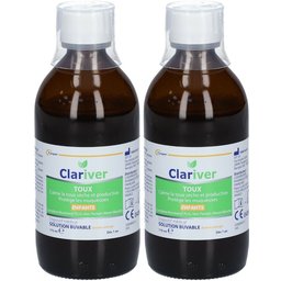 Clariver - Toux - Contre la toux dèche et productive - protège les muqueuses - Enfants - Solution buvable - 175ml