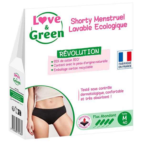 Shorty Menstruel Lavable Ecologique Taille 40 Flux Abondant