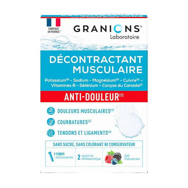 Granions Décontractant Musculaire Fruits des Bois 20 Comprimés Effervescents