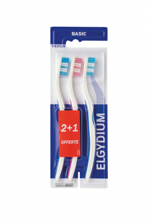 Brosse a dents Basic Medium 2 + 1 offerte