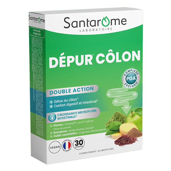 Santarome - Dépur Côlon - Détox et confort digestif - 30 comprimés