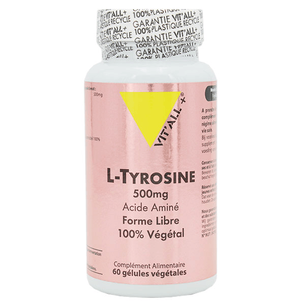 L-Tyrosine 500mg Acide aminé forme libre 100% végétal - 60 gélules végétales
