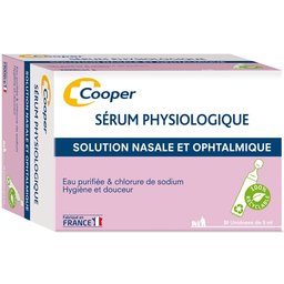 - Sérum physiologique - Lavage du nez et des yeux - Hygiène quotidienne - Pour toute la famille - Fabriqué en France - Boîte de 30 unidoses