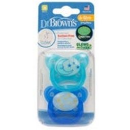 Sucette de nuit en silicone Dr Brown'S 6-18 mois 2 pièces