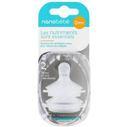 Beaba Nano Bébé Tétines Silicone Lent 2unités