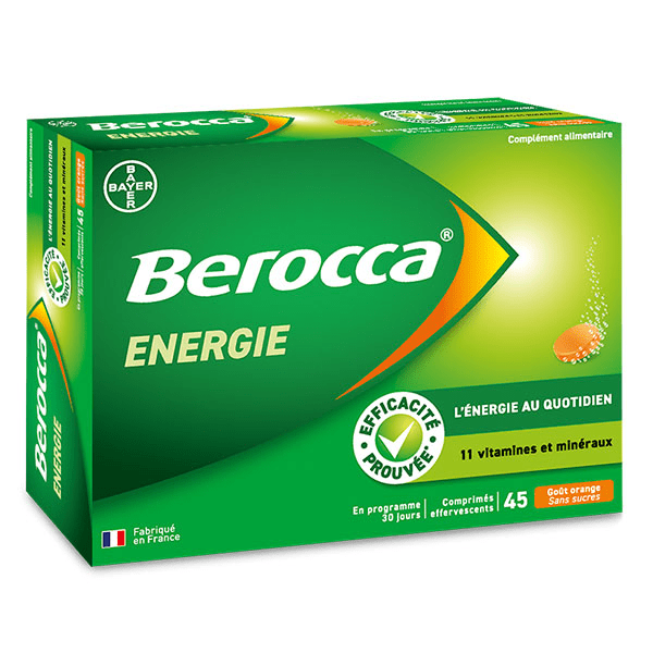 Energie Orange Vitamine B et Vitamine C Magnésium Zinc 45 comprimés effervescents