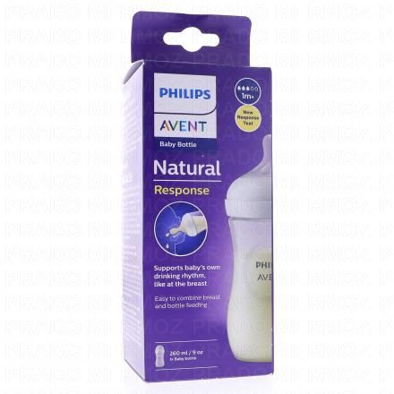 Biberon Natural response biberon tétine silicone +1mois 260ml transparent