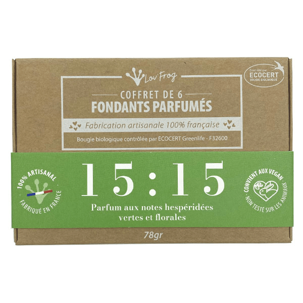 Coffret Fondant Parfumé Parfum d'Ambiance 15:15 Hespéridé Vert Floral Bio 6 unités