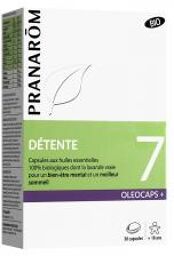 Pranarôm Oléocaps+ 7 Détente Capsules d'Huiles Essentielles Bio 30 Capsules - Boîte 30 Capsules