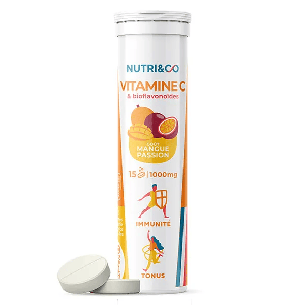 Nutri&Co Vitamine C Immunité et Tonus Mangue-Passion 15 comprimés Vegan