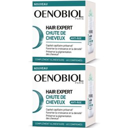 Oenobiol - Hair Expert Chute de cheveux Anti-Âge - Préserve le capital capillaire, Favorise la croissance et la densité, Préserve la pigmentation des cheveux - Complément alimentaire - 60 comprim