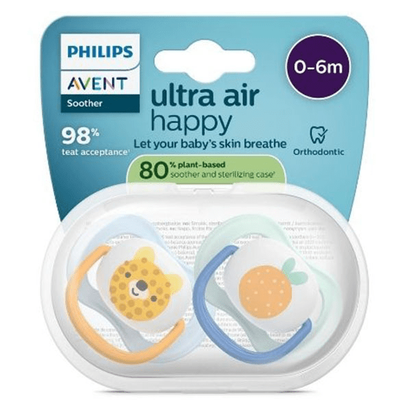 Sucette Ultra Air jour 0-6M Mix coloris aléatoires sans BPA x2
