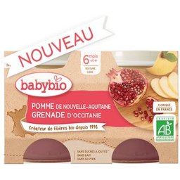 BabyBio® Pomme Grenade +6 Meses 2x130g